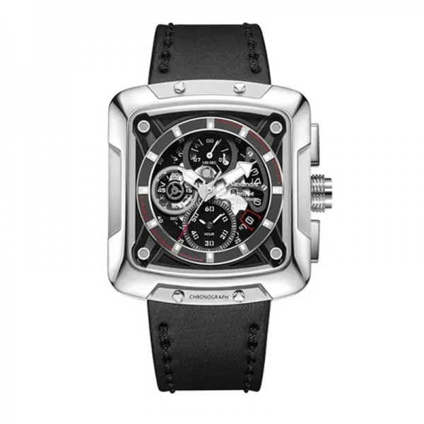 Alexandre Christie AC 3030 Silver Black Leather Man GCLSSBA